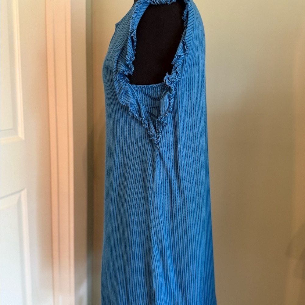 Maven West Blue Ribbed Ruffled Tunic - Picture 6 of 8